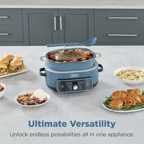 Ninja PossibleCooker PRO Plus ceramic pot being lifted from the base