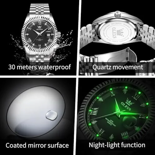 Another view of the OLEVS Watches for Men, Casual Waterproof Stainless Steel Watch for