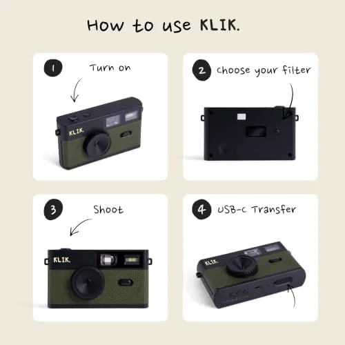 The Klik camera beside a screened kids camera for comparison
