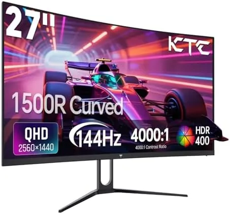 Overview of the KTC 27 Inch Curved Gaming Monitor, 1440P QHD 144Hz 1500R