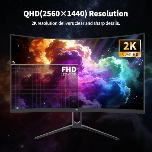 Close look at the KTC 27 Inch Curved Gaming Monitor, 1440P QHD 144Hz 1500R build quality