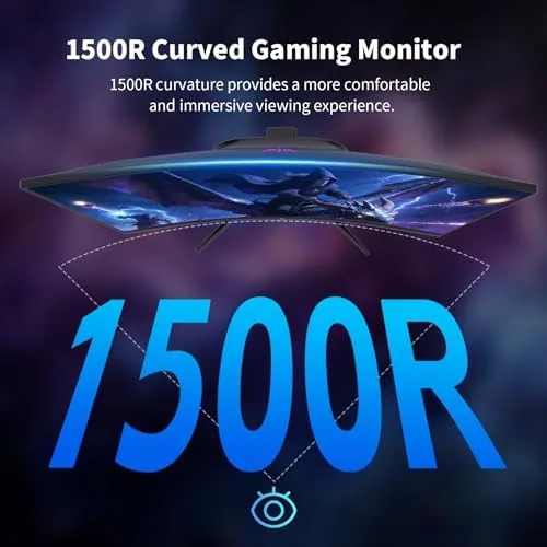 Another view of the KTC 27 Inch Curved Gaming Monitor, 1440P QHD 144Hz 1500R