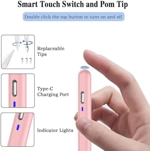 Another view of the Stylus Pen for Android Tablet, Tablet Pencil for iOS/Android,Gradient Pink