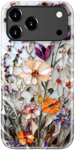 The DorisMax floral iPhone 17 Pro case on a table showing the preppy design