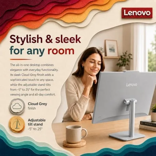 The Lenovo all-in-one set up in a family living space used for homework