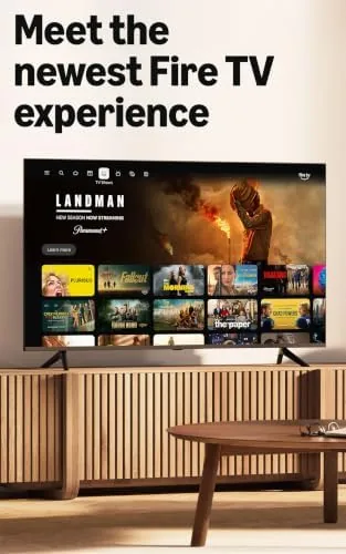 The Fire TV home screen showing streaming app tiles on the television