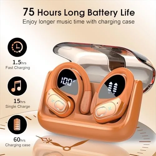 Close look at the Aptkdoe Wireless Earbuds 75H Bluetooth 5.4 Sport Headphones with Earhooks build quality