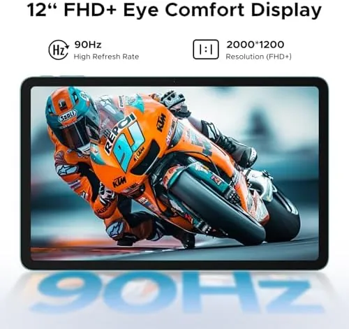Close look at the T36 Android Tablet, 12 inch Tablet with 2.4K FHD+90Hz Display,32GB+256GB/2TB build quality