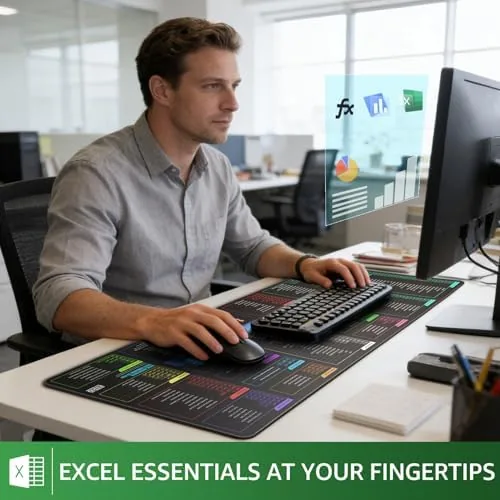 Close look at the KTRIO Excel Shortcuts Mousepad, Desk Mat, 31.5 x 11.8 in build quality