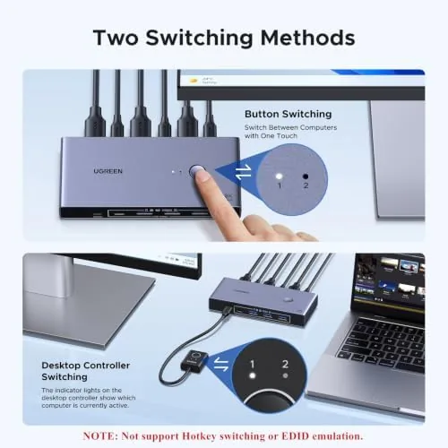 The UGREEN 8K@60Hz Displayport KVM Switch 1 Monitors 2 Computers, Aluminum compared in context