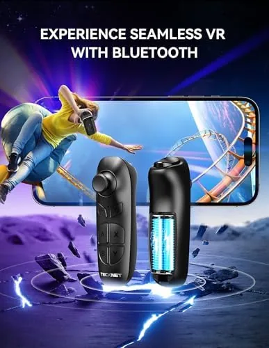 The Bluetooth controller paired with the headset and a phone showing a VR game