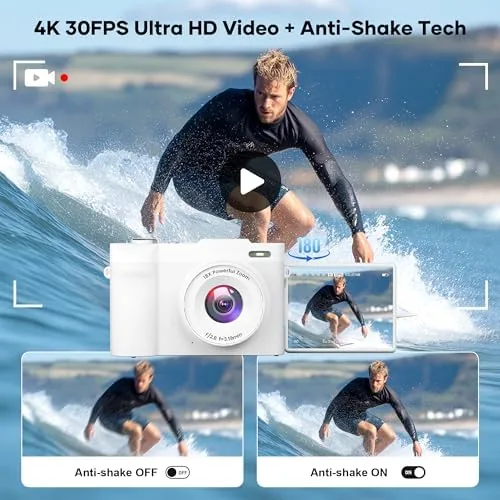 Detail shot of the 4K Digital Camera for Photography, 50MP Autofocus Point and Shoot features