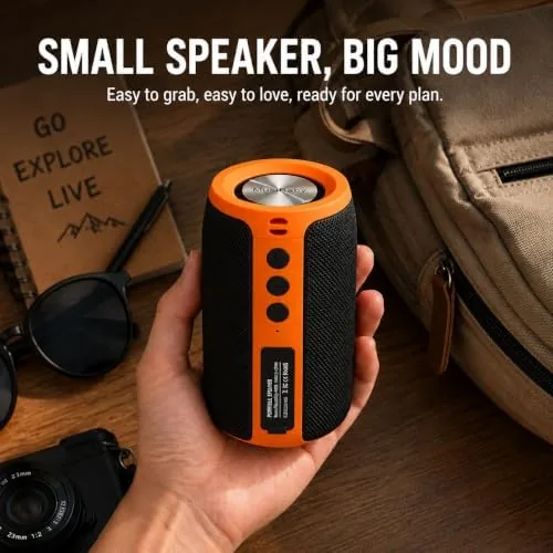 The Musibaby M68 Bluetooth Speaker, 12W, IPX5, 24H Playtime, OrangeBlack | compared in context