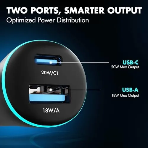 The PD 20W Wozoyo Car Charger with Type-C & USB A,Power in real use