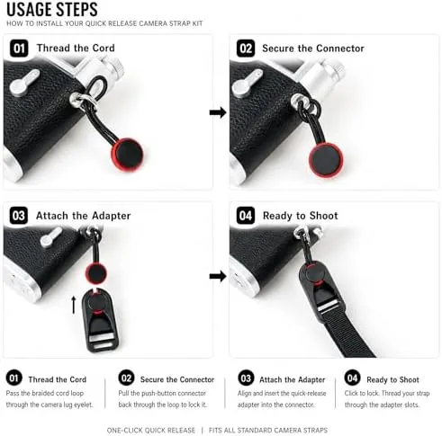 The 8-Piece Camera Strap Quick Release Connector Kit | Includes quick-release compared in context