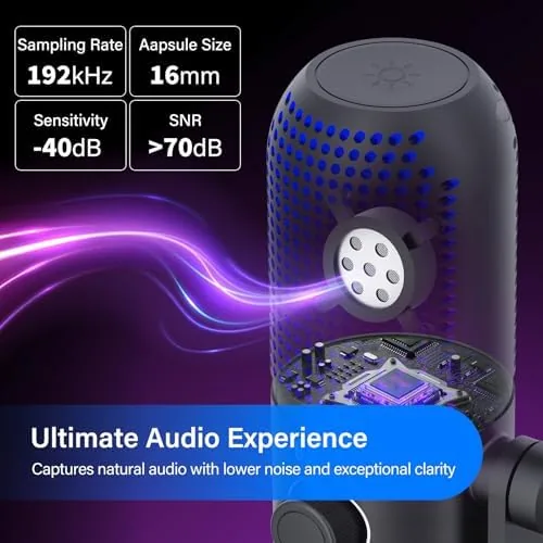 The USB Microphone for PC Gaming,Streaming&Podcast,Plug & Play RGB Desktop Mic in real use