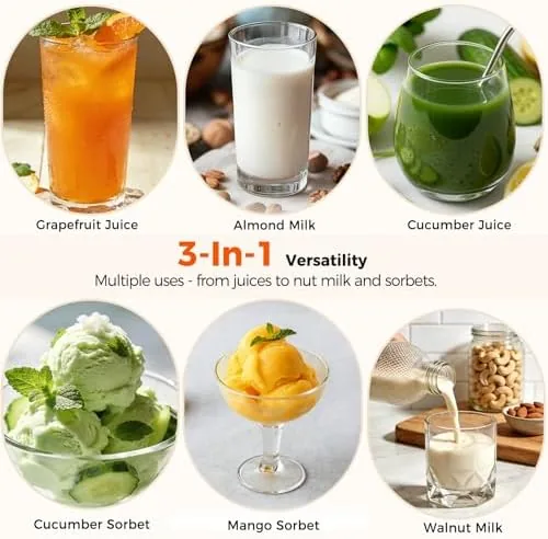 A glass of freshly pressed apple and carrot juice next to the juicer