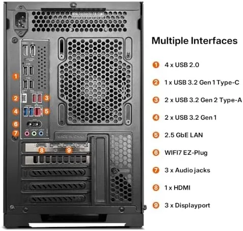 The KOTIN tower beside a generic retail desktop for size and lighting comparison