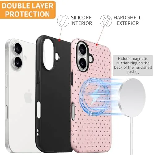 Close look at the inewateri Compatible for Magnetic Case for iPhone 16, Aesthetic Polka build quality