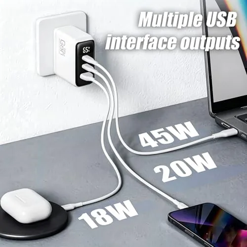 Another view of the 65W 3-Port USB C Wall Charger Block with 2Pack Extra