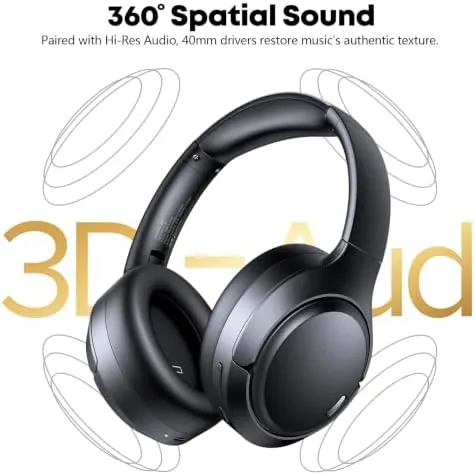 Another view of the Hybrid Active Noise Cancelling Bluetooth 6.0 Headphones 120H Long Playtime