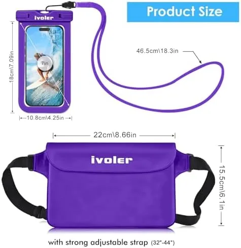 Close look at the ivoler 2-Pack Waterproof Fanny Pack & Phone Pouch, Dry Bag build quality