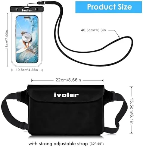 Close look at the ivoler 2-Pack Waterproof Fanny Pack & Phone Pouch, Dry Bag build quality