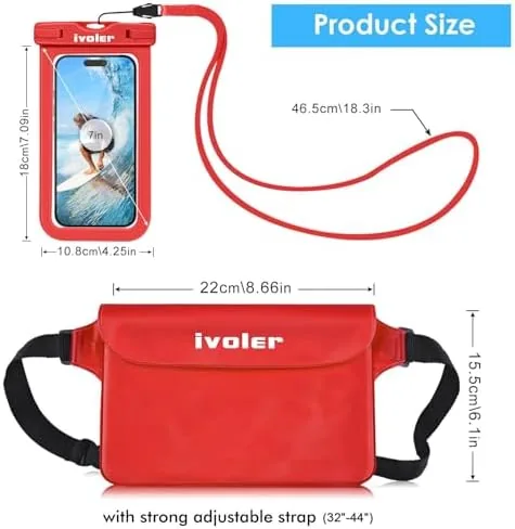 Close look at the ivoler 2-Pack Waterproof Fanny Pack & Phone Pouch, Dry Bag build quality