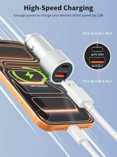 The iPhone 17/16/15 Car Charger Fast Charging 2-Port Cigarette Lighter USB in real use