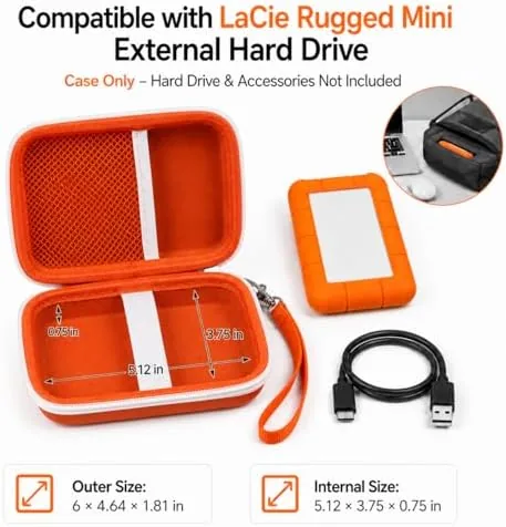 Close look at the Case for LaCie Rugged Mini 1TB/2TB/4TB/5TB External Hard Drive | build quality