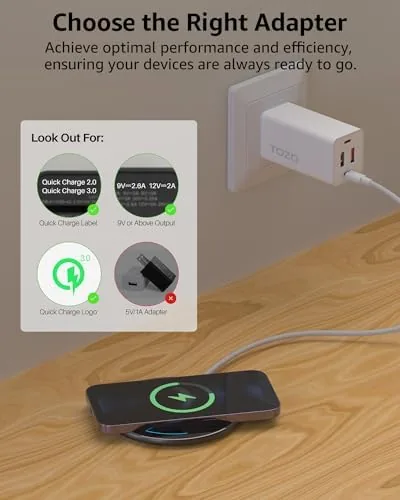 The TOZO W1 Max charging a smartphone at full 15W speed with the indicator lit