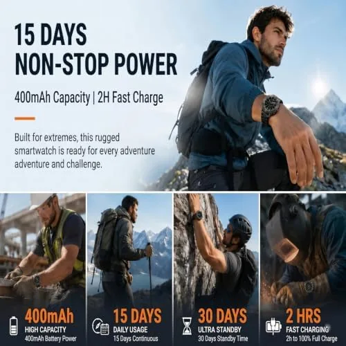 The WalkerFit Rugged Smart Watch for Men, 1.43" AMOLED 5ATM Waterproof in real use