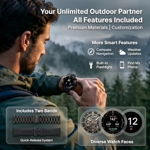 Another view of the WalkerFit Rugged Smart Watch for Men, 1.43" AMOLED 5ATM Waterproof