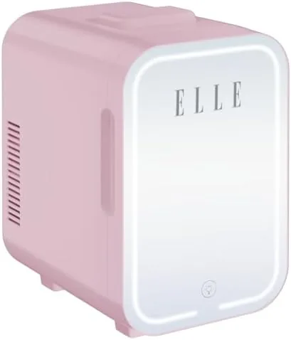 A thermometer reading the interior temperature inside the ELLE 8L fridge
