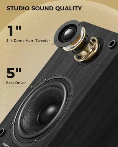 Close look at the Active Bookshelf Speakers 36W RMS - BT 5.4 Wireless Speaker build quality