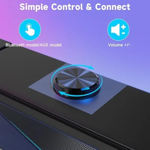 Another view of the AOC Computer Speakers for Desktop PC Laptop Monitor, Bluetooth &