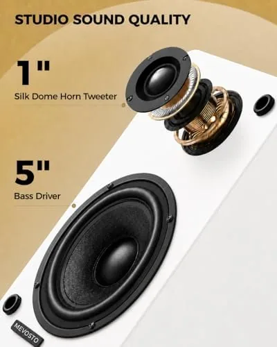 Close look at the Active Bookshelf Speakers 36W RMS - BT 5.4 Wireless Speaker build quality