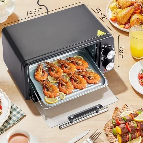 Four slices of bread toasting evenly inside the ETO449X quartz oven