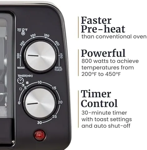 An 8 inch pizza cooking inside the ETO449X toaster oven