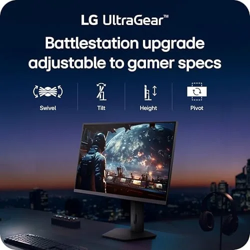 The LG 27G61ZB-B rotated to portrait mode for document work