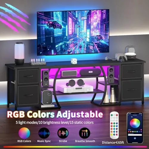 The LED TV Stand for 65, 70, 80 Inch TV,71 Inch in real use