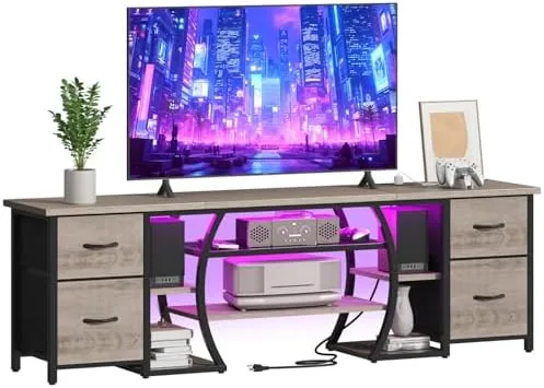 LED TV Stand for 65, 70, 80 Inch TV,71 Inch Industrial Entertainment Center with Review: Tested and Rated