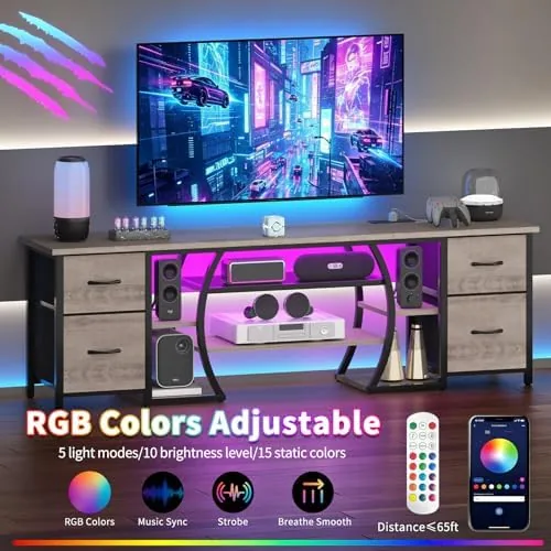 The LED TV Stand for 65, 70, 80 Inch TV,71 Inch in real use