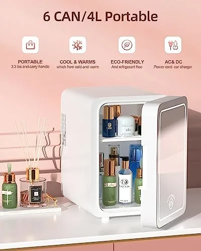 Close look at the CUTIEWORLD Skincare Fridge with Dimmable LED Light Mirror, 4L Mini build quality