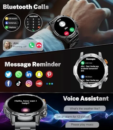 The Military Smart Watch for Men with 1000mAh Battery/Flashlight, 1.75'' HD in real use