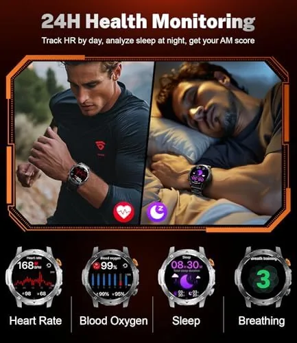 The Military Smart Watch for Men with 1000mAh Battery/Flashlight, 1.75'' HD compared in context