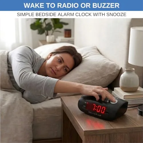 The Digital Alarm Clock Radio for Bedroom with AM/FM Radio, USB in real use