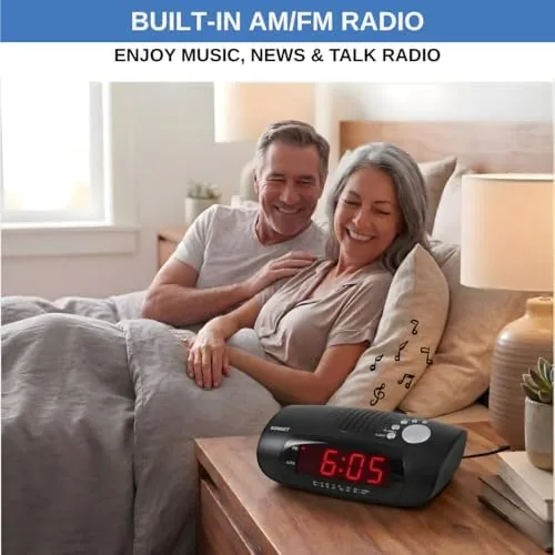 Another view of the Digital Alarm Clock Radio for Bedroom with AM/FM Radio, USB