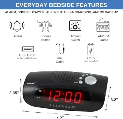 The Digital Alarm Clock Radio for Bedroom with AM/FM Radio, USB compared in context