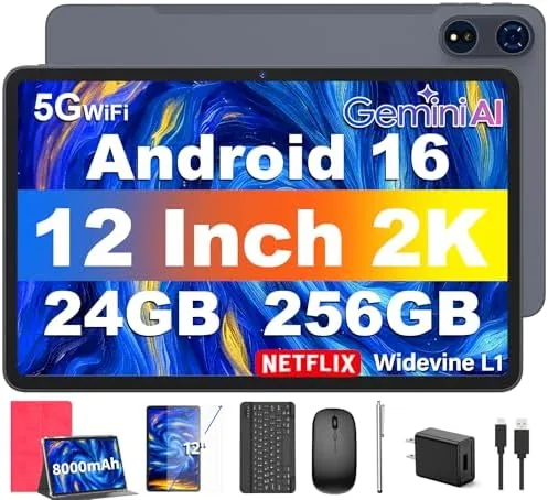 Overview of the 12 Inch Tablet with Keyboard, 2026 Android 16 Tablet with